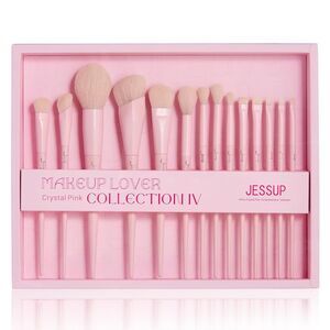 Jessup 14Pcs T495-G Pink Premium Vegan Makeup Brushes Set With Gift Box